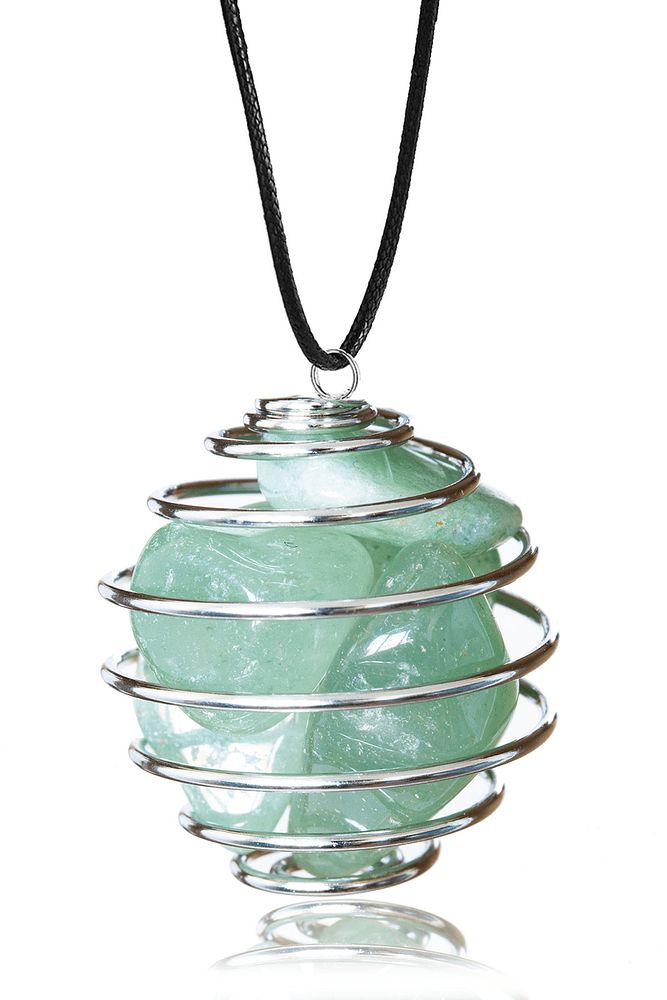 Sertifikalı Tel Sargılı Kafes Model Aventurin Taşı Kolye