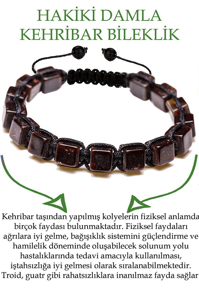 Üretici Sertifikalı Küp Kesim Vişne Çürüğü Doğal Damla Kehribar Bileklik