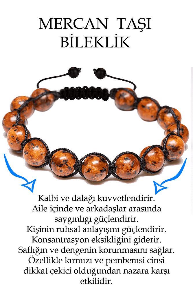 Sertifikalı Mercan Taşı Bileklik - Makrome