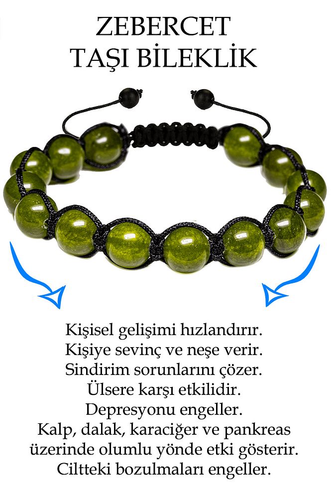 Sertifikalı Zebercet Taşı Bileklik - Makrome