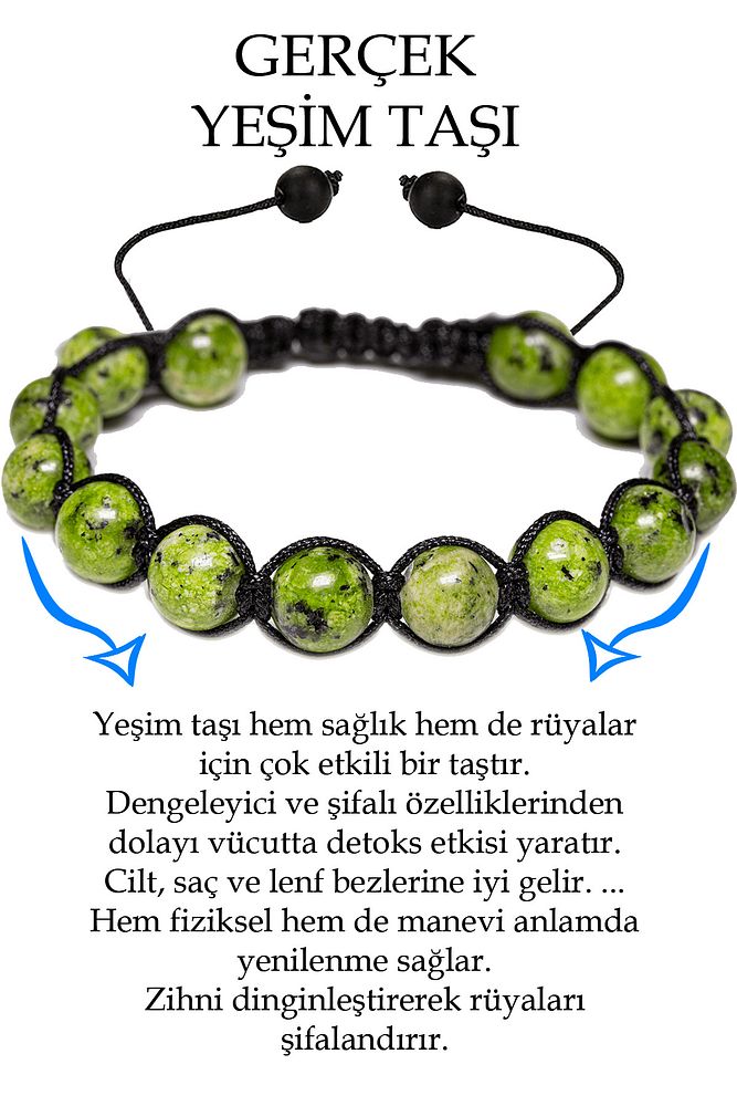 Sertifikalı Yeşim Taşı Bileklik - Makrome