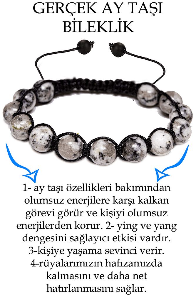 Sertifikalı Ay Taşı Bileklik - Makrome