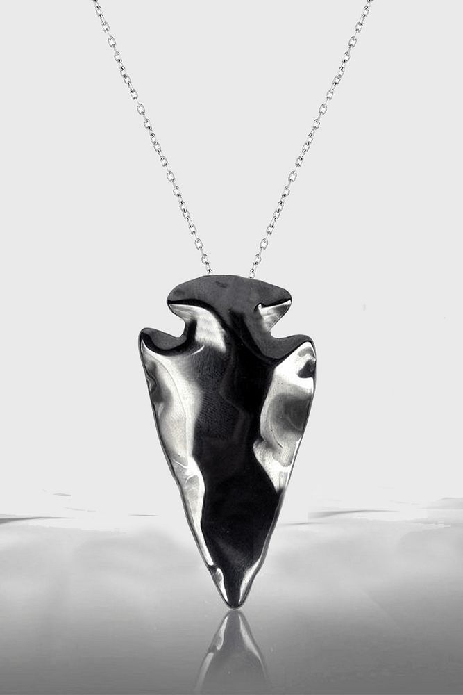 Sertifikalı AAA+ Ok Başı Model Doğal Taş Hematit Taşı Kolye