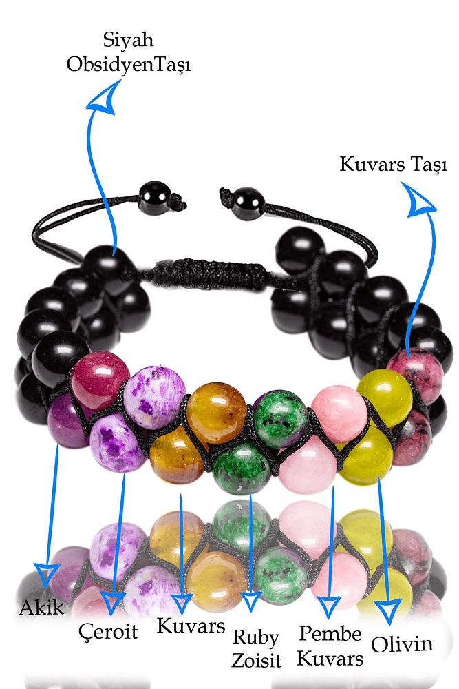 Sertifikalı Balık Burcu Doğal Taş Bileklik - Makrome