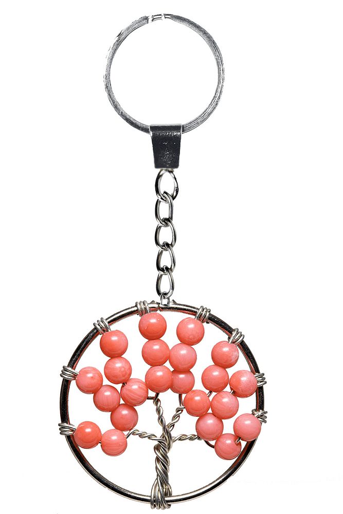 Sertifikalı Yakut Taşı Hayat Ağacı Doğal Taş Anahtarlık