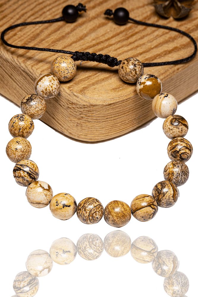 Sertifikalı Kahverengi Jasper Taşı Bileklik - Makrome