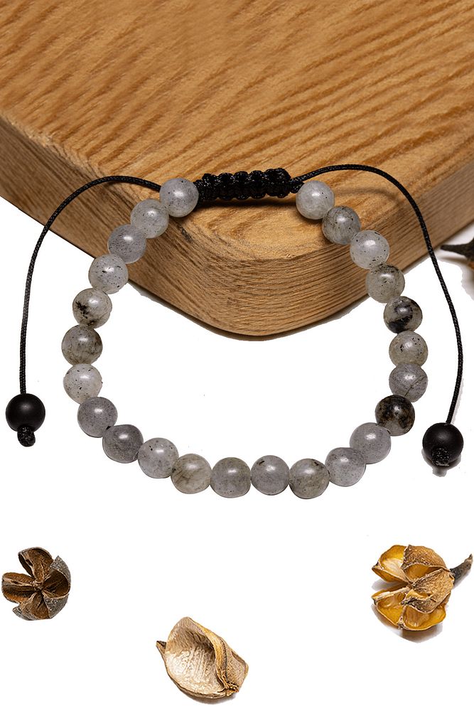 Sertifikalı Aaa+ Labradorit Taşı Bileklik - Makrome