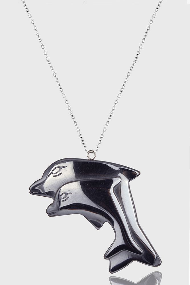 Sertifikalı Gerçek AAA+ Yunus Model Doğal Taş Hematit Taşı Kolye