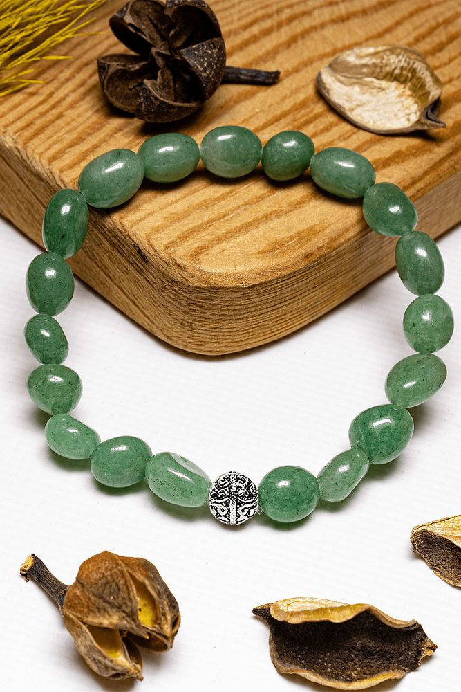 Sertifikalı Amorf Kesim Aventurin Taşı Bileklik -gümüş Aparatlı