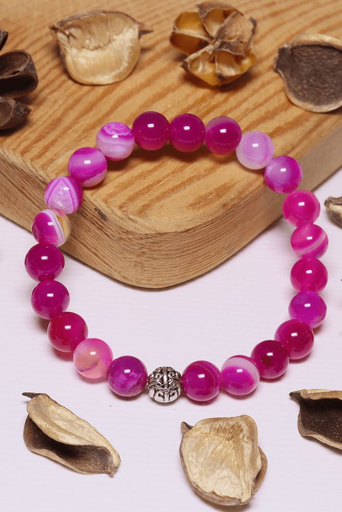 Sertifikalı Aaa+ Kalite Pembe Akik Taşı Bileklik