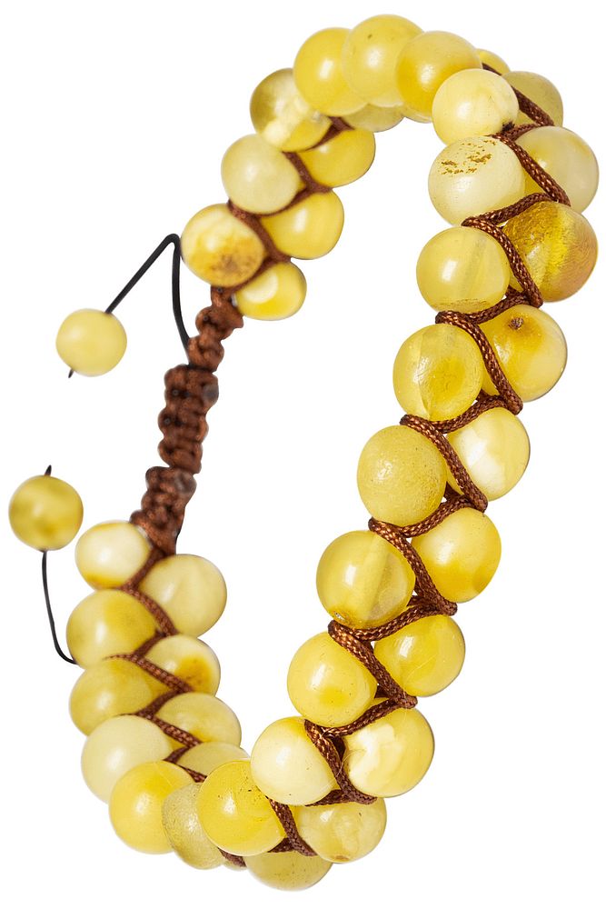 Kahverengi Iri Boy Makrome Doğal Damla Kehribar Bileklik