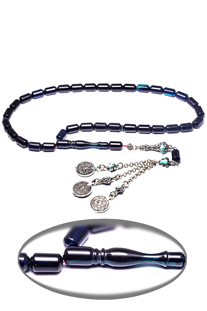 Parlement Mavisi Renkli Kapsül Kesim Ateş Kehribar Tesbih