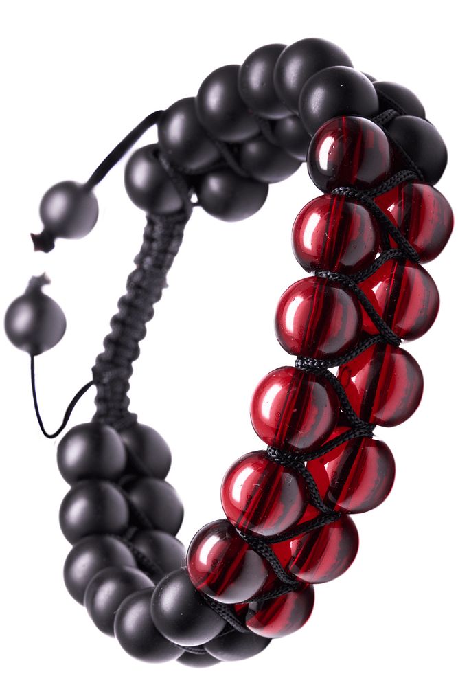 Makrome Oniks Taşı Ve Kırmızı Akik Bileklik