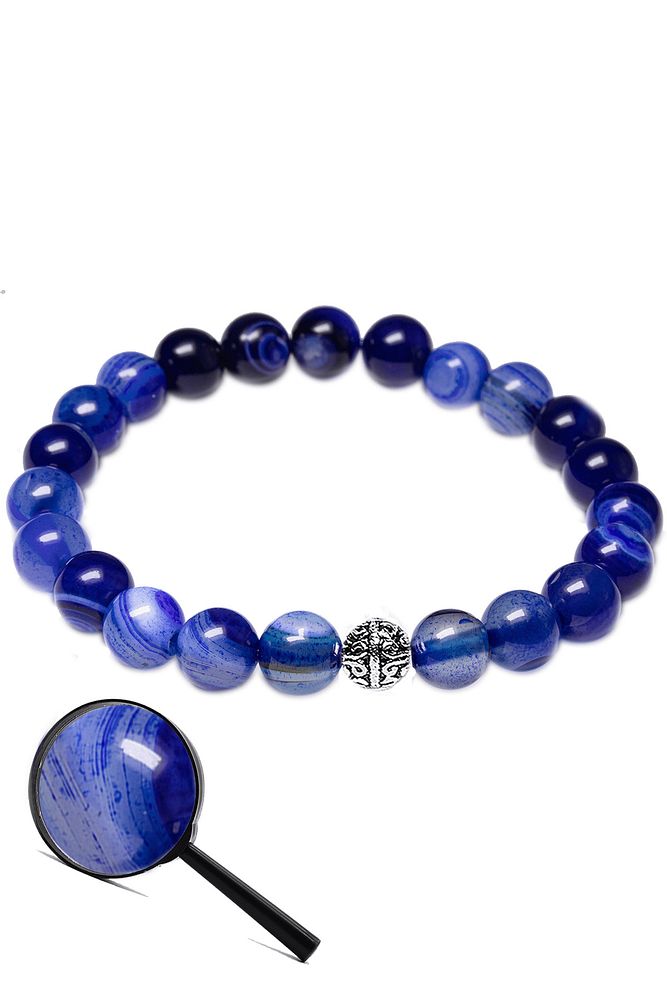 Sertifikalı Cilalı Mavi Akik Taşı Bileklik (gümüş Aparatlı)