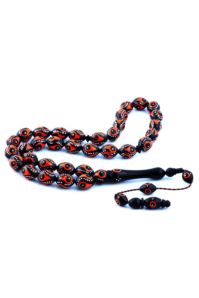 Sistemli Beyzi Kesim Mercan Işlemeli Gümüş Çakmalı Kuka Tesbih