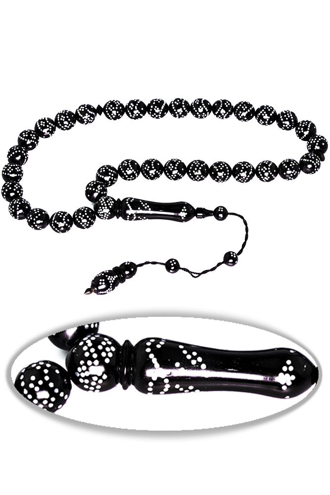 Sistemli Küre Kesim Özel Sarmal Gümüş Işlemeli Kuka Tesbih