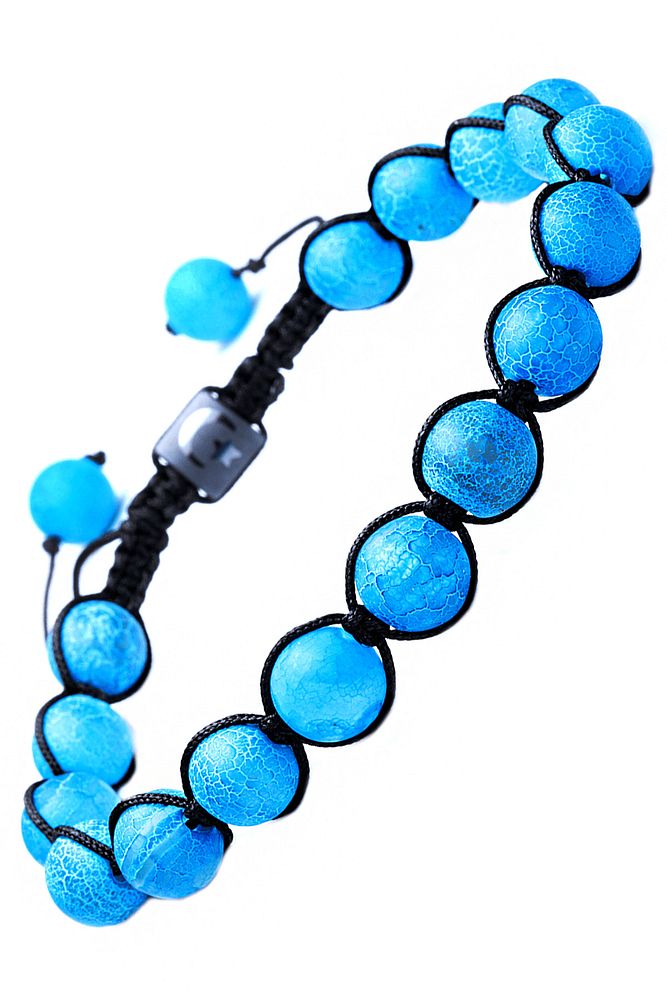 Makrome Buz Mavi Akik Bileklik