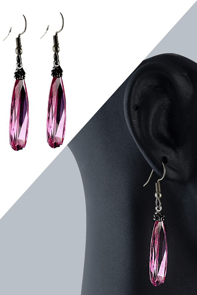 Mor Kuvars Taşlı Küpe