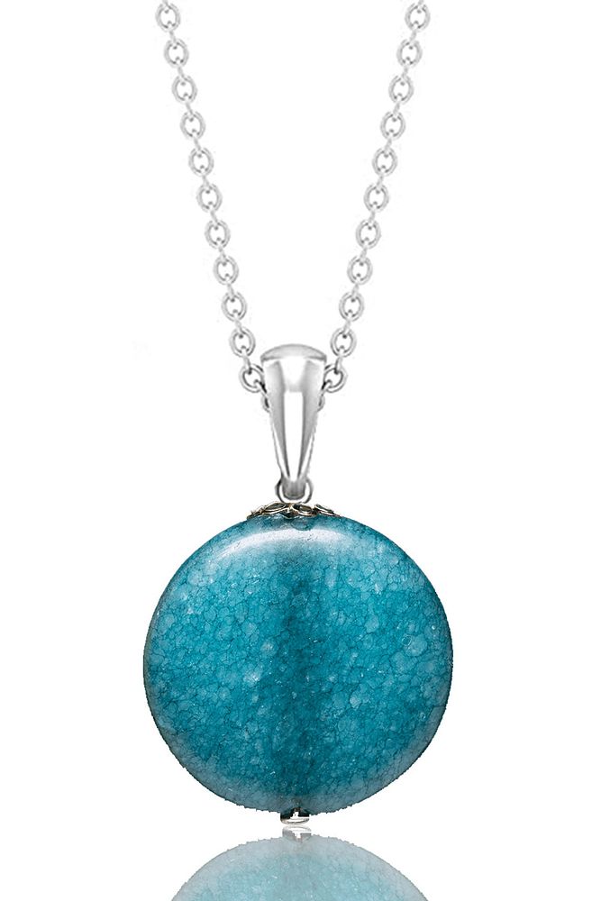 Sertifikalı Gerçek Mavi Akik Taşı Doğal Taş Kolye - 1.kalite