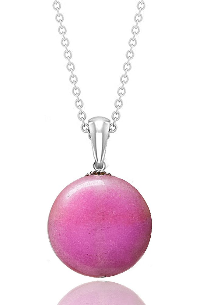 Sertifikalı Pembe Renk Kuvars Taşı Kolye - 1.kalite