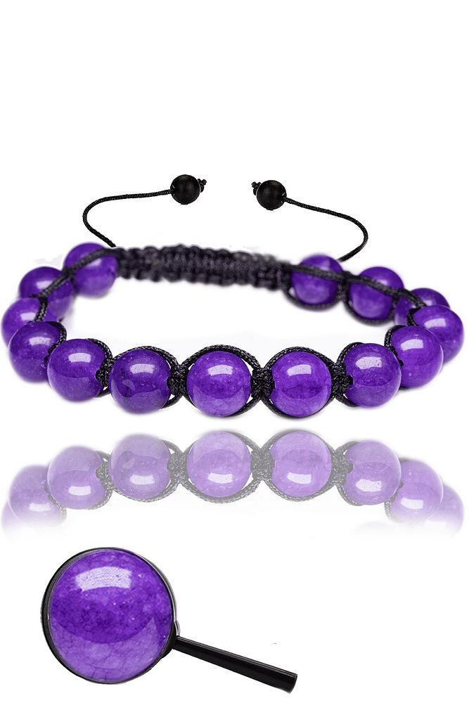 Sertifikalı Makrome Gerçek Ametist Taşı Bileklik - Afrika
