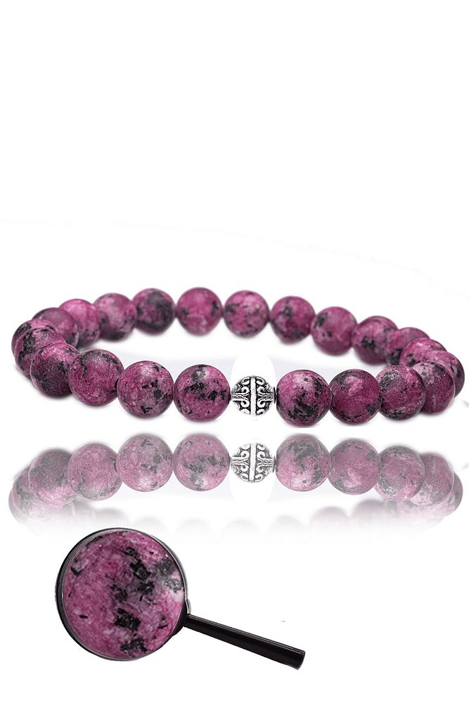 Sertifikalı Ham Işlenmemiş Gül Kurusu Kuvars Taşı Bileklik - 1.kalite