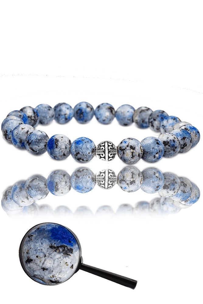 Sertifikalı Ham Işlenmemiş Sodalit Taşı Bileklik - Gümüş Aparatlı