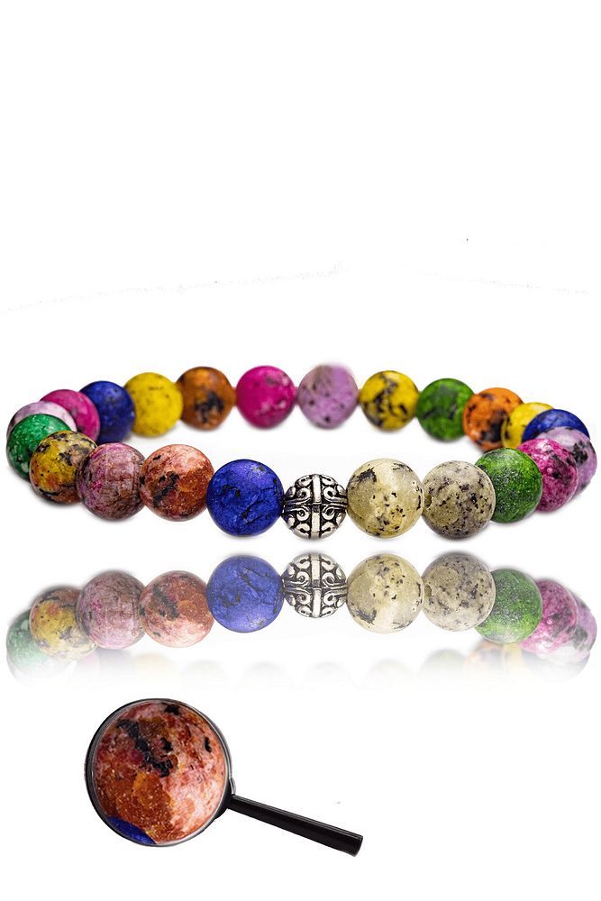 Sertifikalı Ham Işlenmemiş Mercan Lapis Unakit Kuvars Azurit Taşı Bileklik