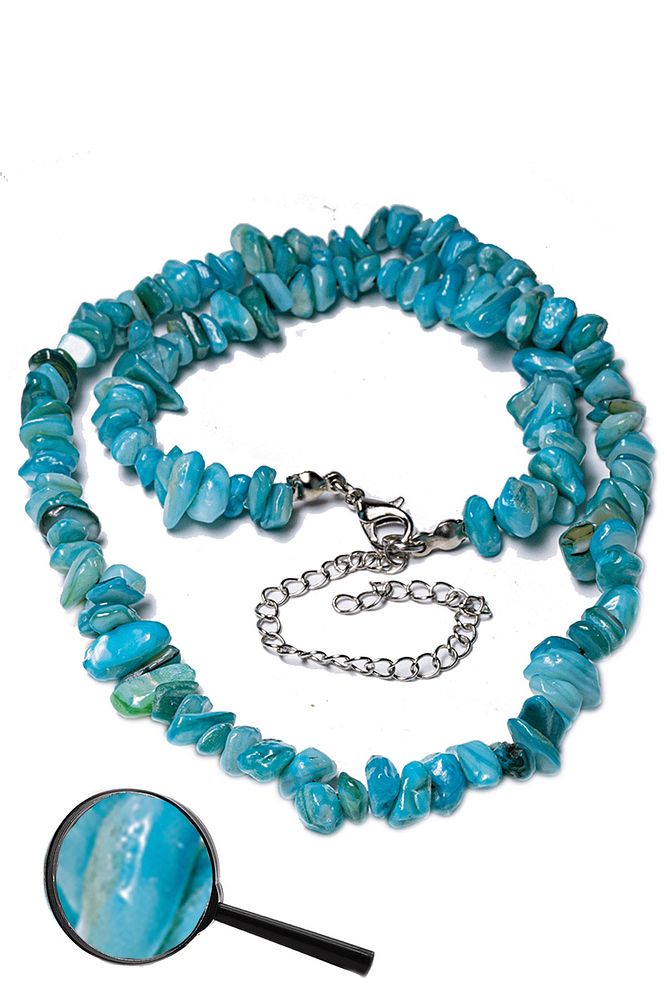 Sertifikalı Kırık Taşlı Mavi Sedef Taşı Doğal Taş Kolye