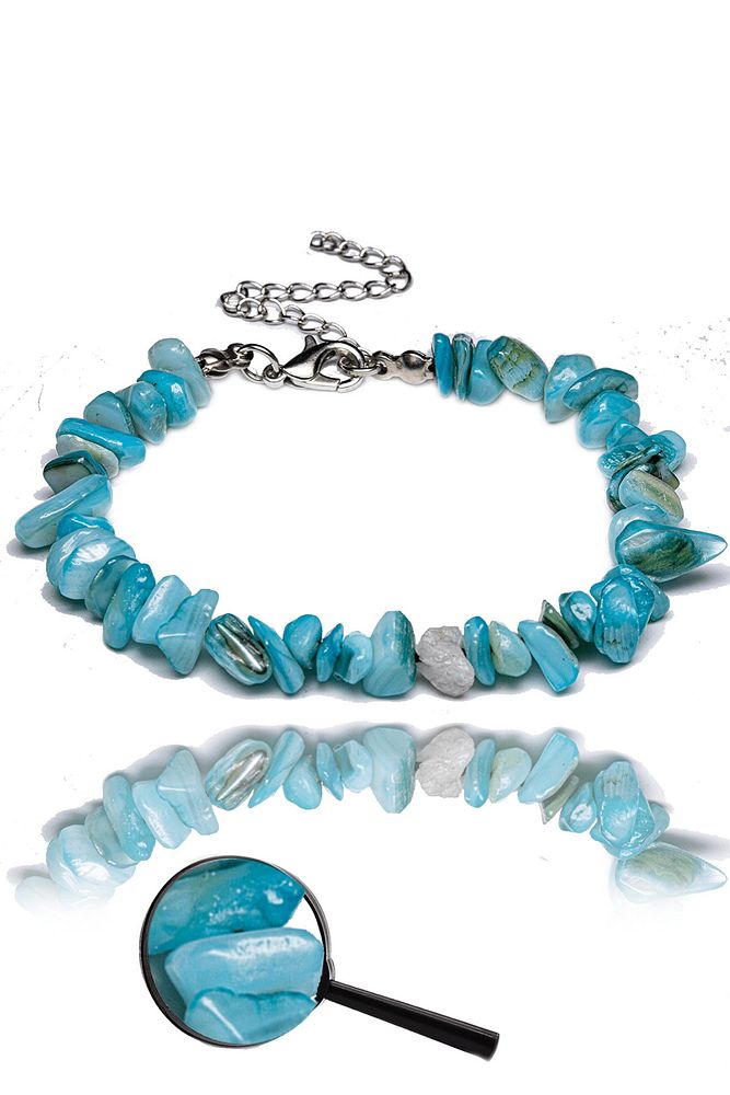 Sertifikalı Mavi Sedef Kırık Doğal Taşlı Bileklik 1.kalite (ABD)