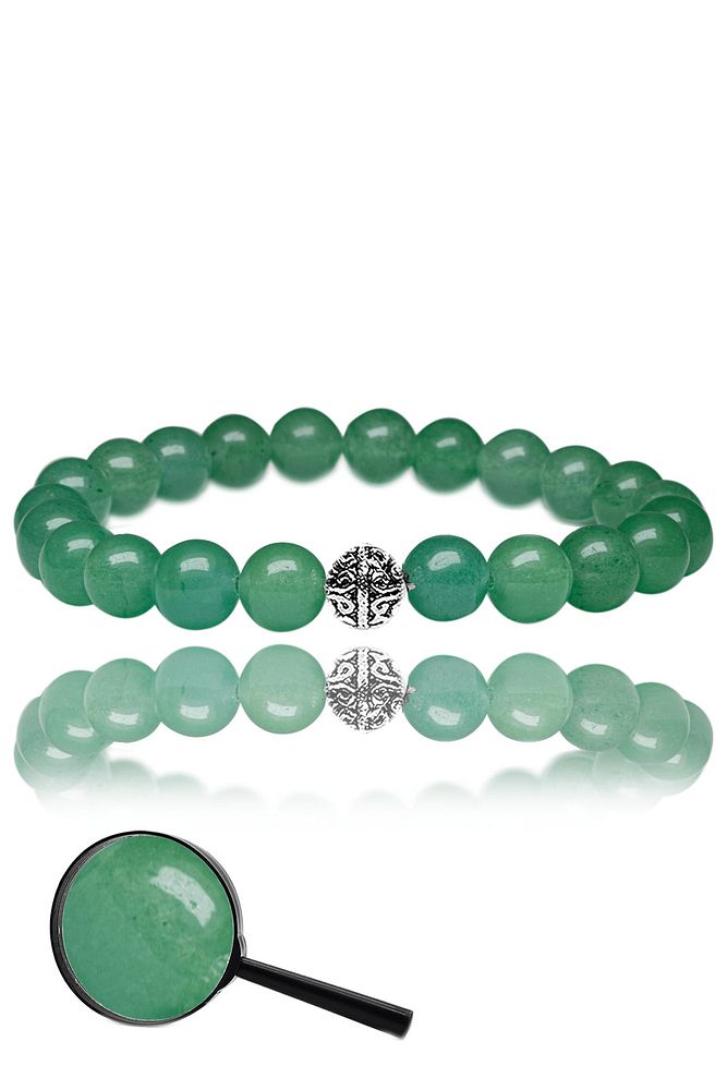 Sertifikalı Aaa+ Gerçek Aventurin Taşı Bileklik - Gümüş Aparatlı