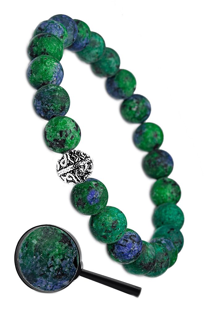 Sertifikalı Ham Işlenmemiş Gerçek Azurit Taşı Bileklik - Gümüş Aparatlı