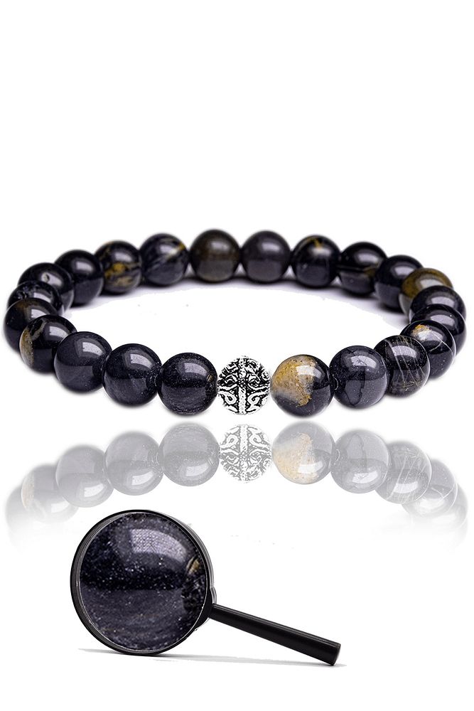 Sertifikalı Aaa+ Gerçek Obsidyen Taşı Bileklik - Gümüş Aparatlı