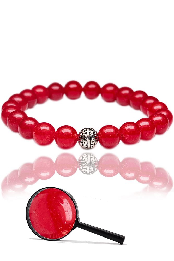 Sertifikalı Aaa+ Kırmızı Akik Taşı Bileklik - Gümüş Aparatlı