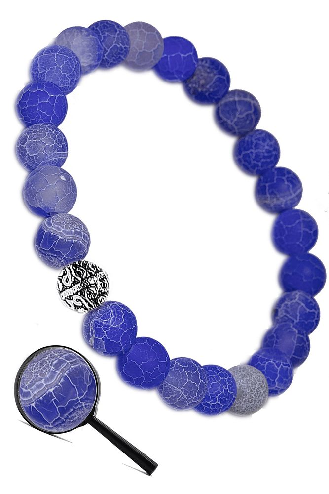 Sertifikalı Aaa Ham Işlenmemiş Damarlı Mavi Akik Taşı Bileklik