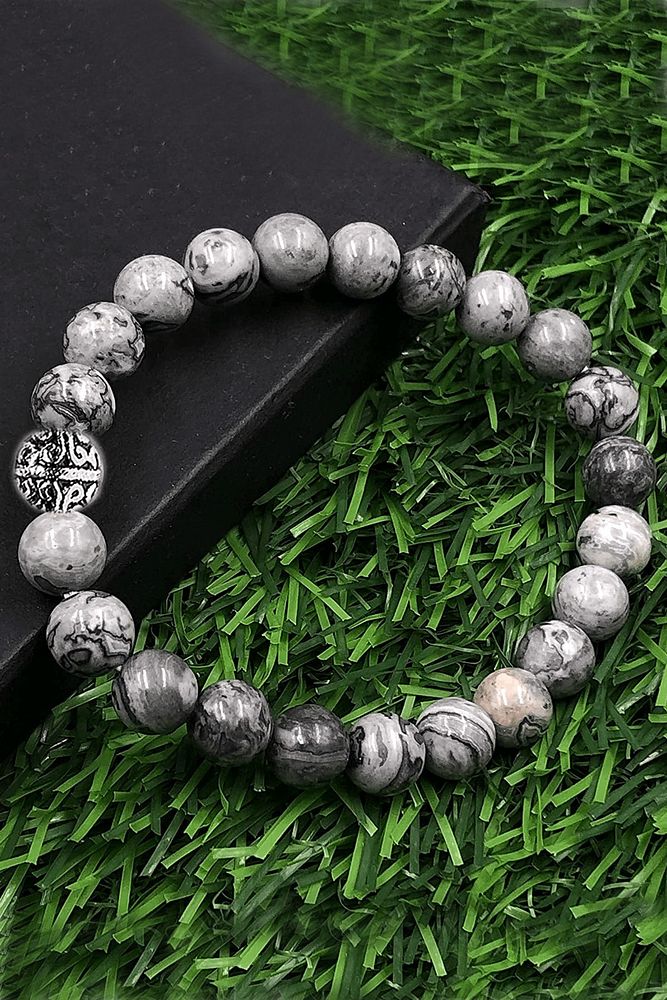 Sertifikalı Desenli Harita Jasper Taşı Bileklik (gümüş Aparatlı)