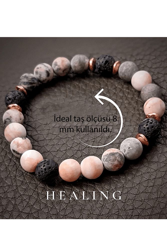 Ham Işlenmemiş Antistres Pozitif Enerji Doğal Taş Bileklik (zebra Jasper Lav Taşı)