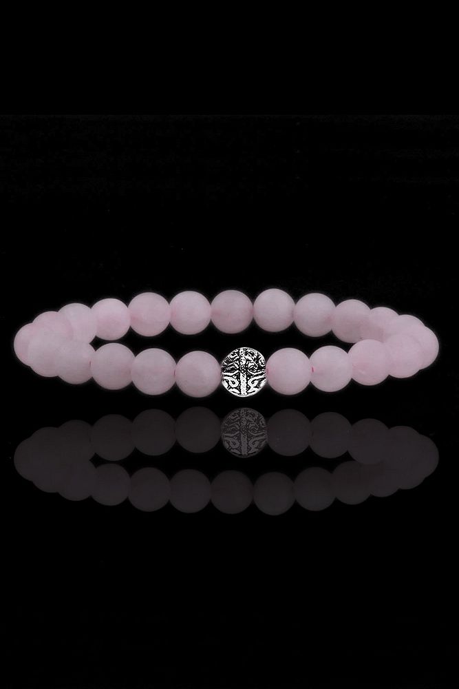 Sertifikalı Ham Işlenmemiş Pembe Kuvars Taşı Bileklik (gümüş Aparatlı)