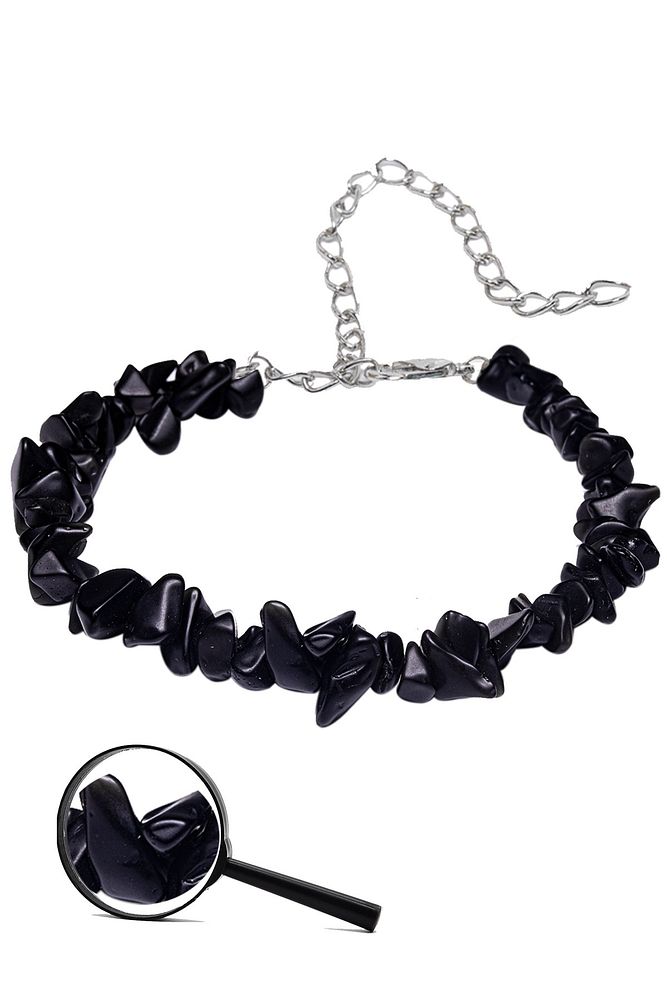 Sertifikalı Siyah Turmalin Kırık Doğal Taşlı Bileklik 1.kalite (BREZİLYA)