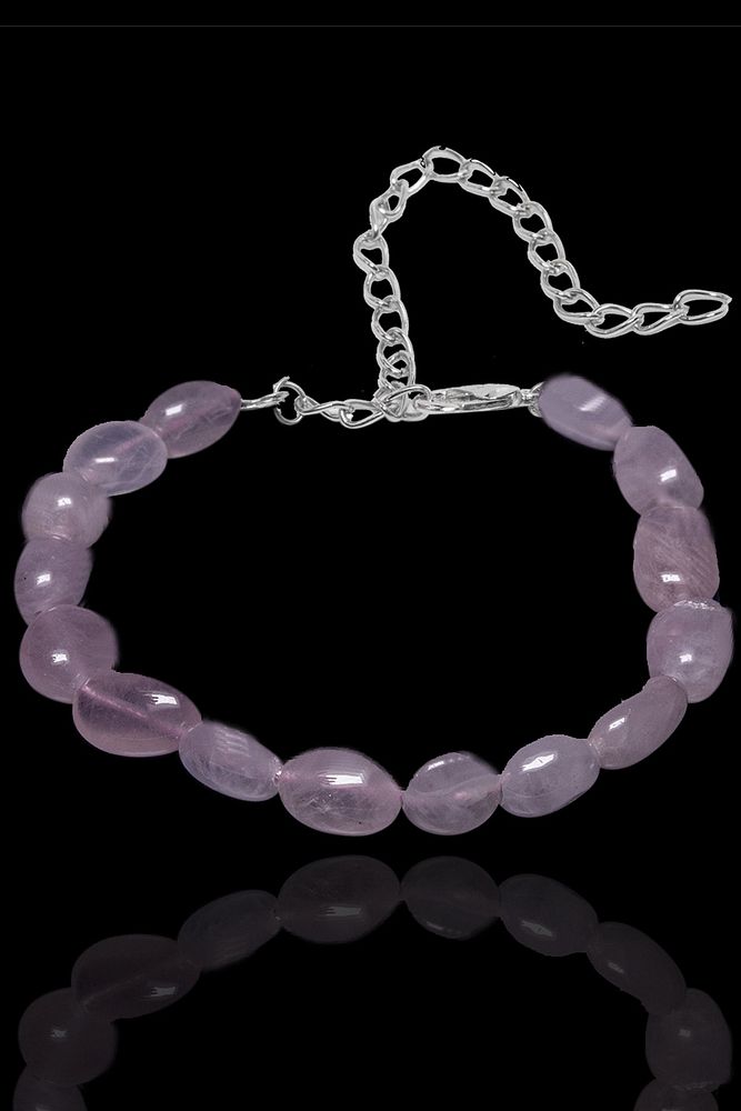 Sertifikalı Pembe Kuvars Taşı Doğal Taş Bileklik (aaa Kalite)