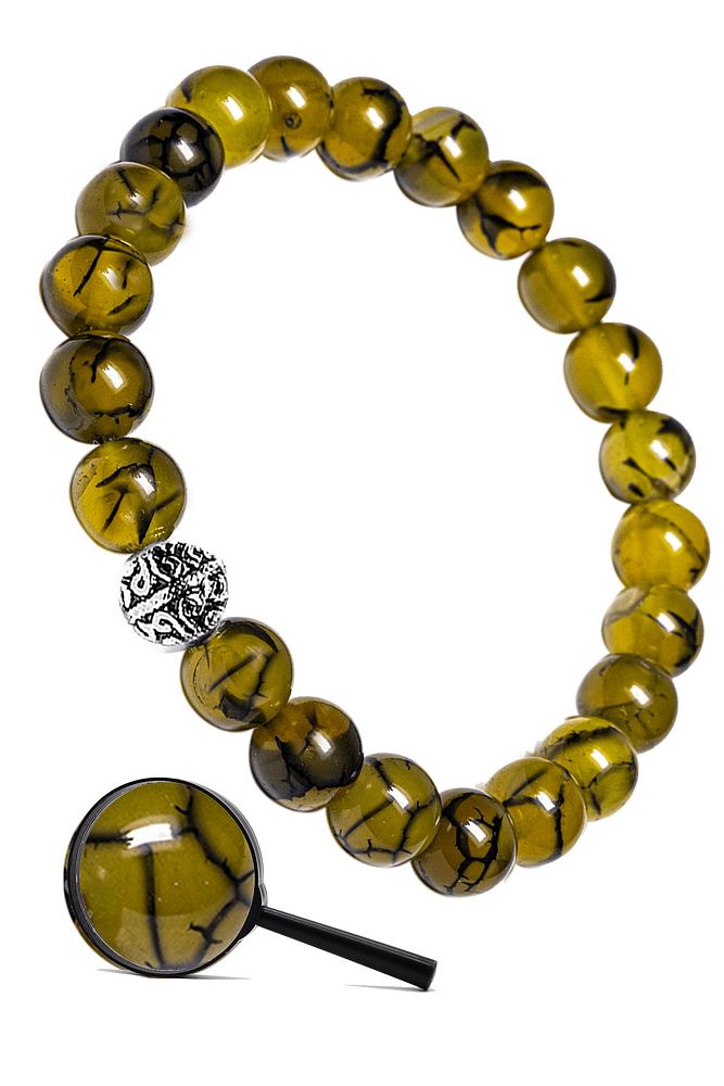 Sertifikalı Damarlı Yeşil Ejderha Akik Taşı Taşı Bileklik (GÜMÜŞ APARATLI)