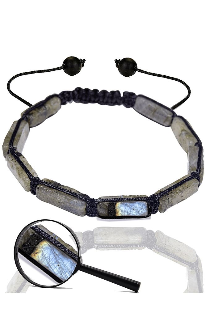 Sertifikalı Dikdörtgen Kesim Labradorit Taşı Doğal Taş Bileklik