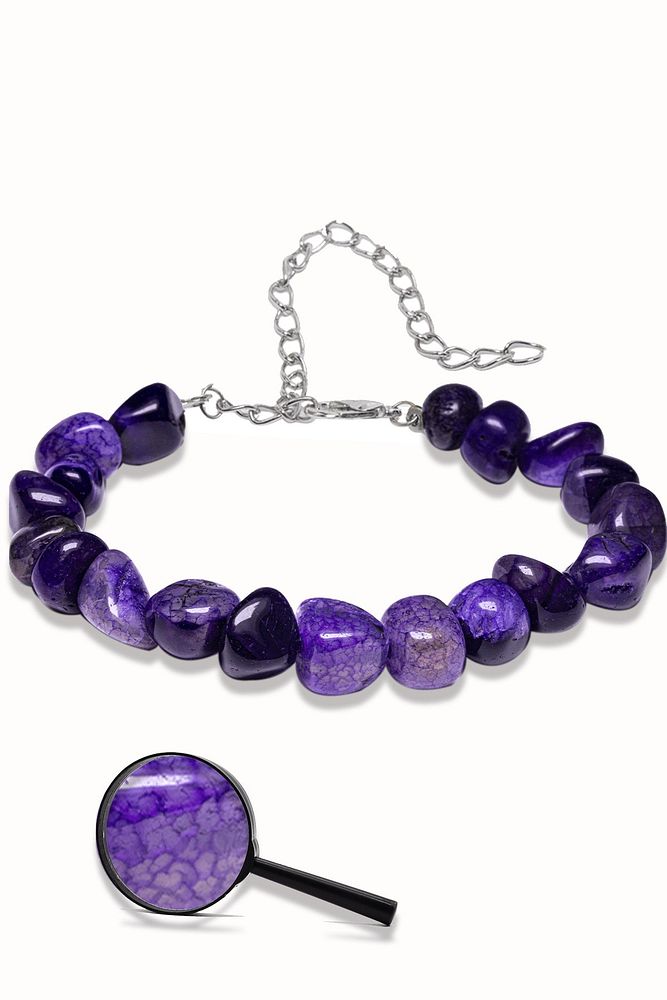 Sertifikalı Mor Akik Taşlı Doğal Taş Bileklik