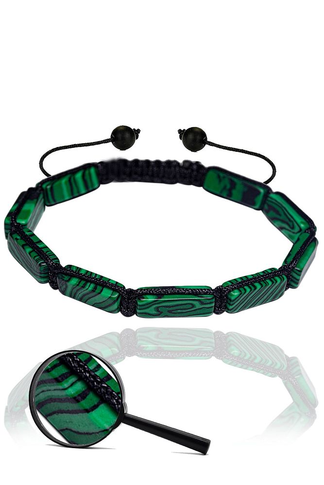 Sertifikalı Dikdörtgen Kesim Malahit Taşı Doğal Taş Bileklik