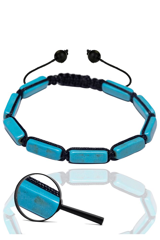 Sertifikalı Dikdörtgen Firuze - Turkuaz Taşı Bileklik