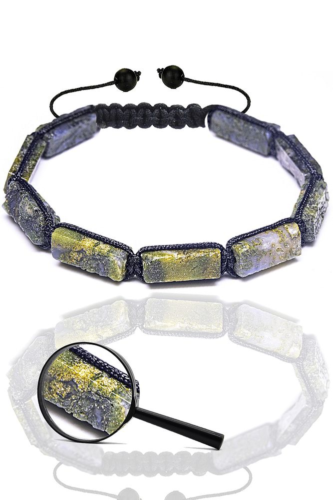 Sertifikalı Yosun Hint Akik Taşı Doğal Taş Bileklik (hindistan)