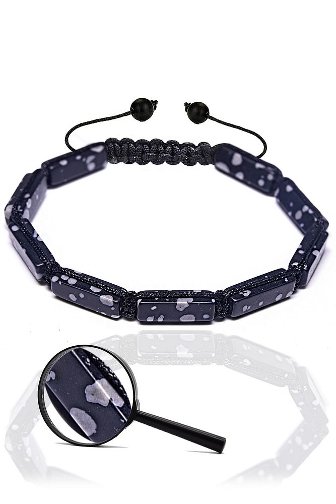 Sertifikalı Karlı Obsidyen Taşı Doğal Taş Bileklik