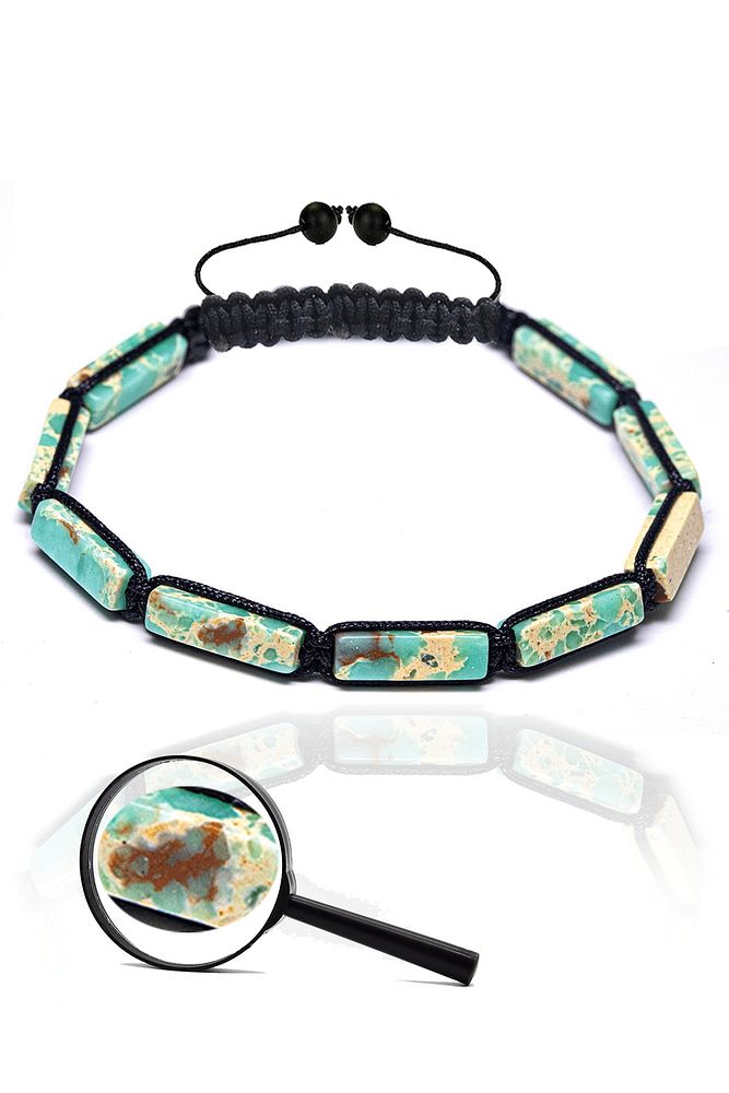 Sertifikalı Turkuaz Bej Varisit Taşı Doğal Taş Bileklik