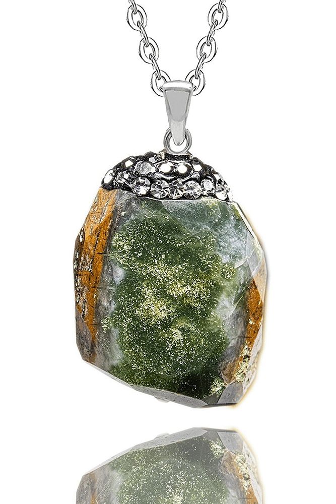 Sertifikalı Ham Işlenmemiş Krizopras Doğal Taş Kolye