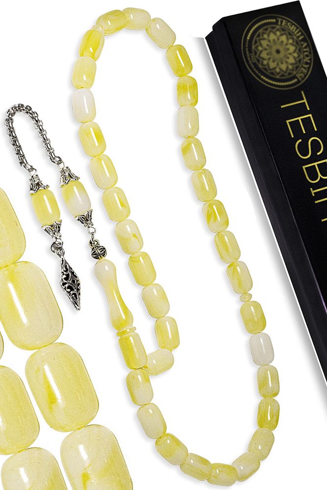 Sertifikalı Kapsül Kesim Şeffaf Sarı Beyrut Damla Kehribar Tesbih